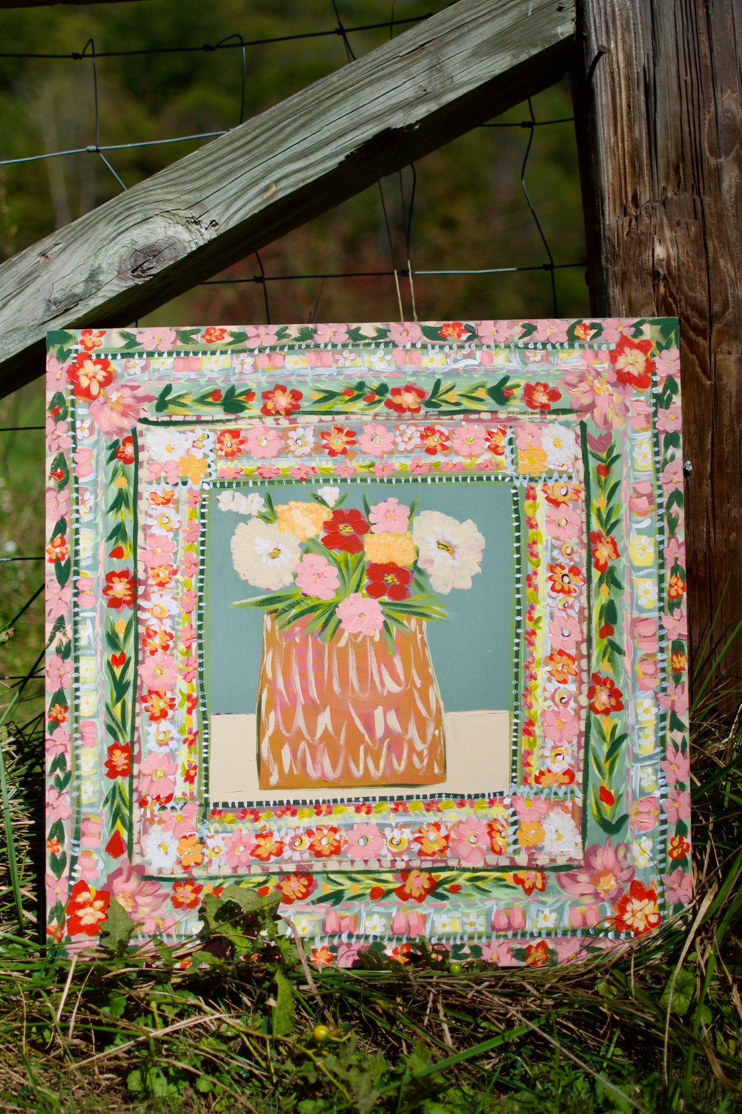 24x24 Folk-Floral "Blooms Like Late August"
