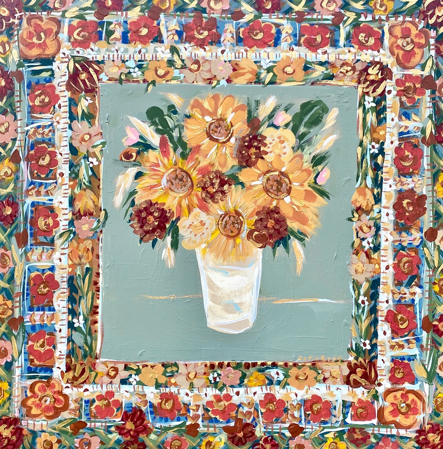 24x24 Folk-Floral "Fall Harvest"